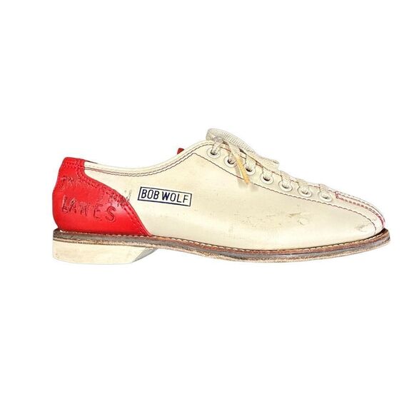 BOB WOLF Vintage Bowling Shoes Red Blue Tan Size 6.5-7 - Picture 6 of 14